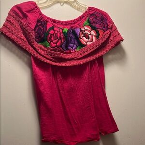 Embroidered Floral Pink Top